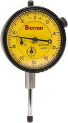 Starrett - 25mm Range, 0-50-0 Dial Reading, 0.01mm Graduation Dial Drop Indicator - 2-1/4" Dial, 1mm Range per Revolution - Exact Industrial Supply