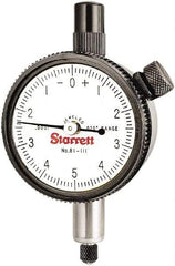 Starrett - 0.025" Range, 0-5-0 Dial Reading, 0.0001" Graduation Dial Drop Indicator - 1-11/16" Dial, 0.01" Range per Revolution - Exact Industrial Supply