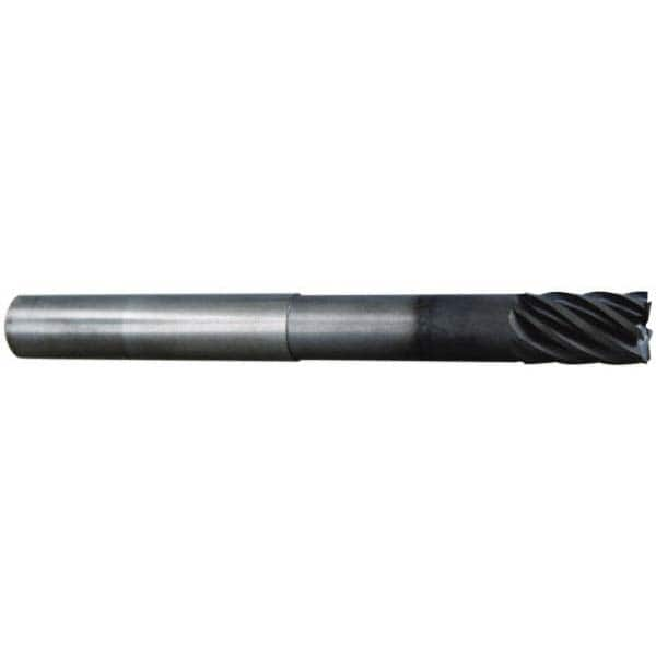 Corner Radius End Mill: 5/8″ Dia, 3/4″ LOC, 0.03″ Radius, 7 Flutes, Solid Carbide 6″ OAL, 5/8″ Shank Dia, 38 ° Helix, nACRo Coated, Corner Radius End, Centercutting