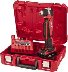Milwaukee Tool - 18 Volt 3/8" Chuck Right Angle Handle Cordless Drill - 0-1500 RPM, Keyless Chuck, Reversible, 1 Lithium-Ion Battery Included - Exact Industrial Supply