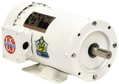 US Motors - 1.5 hp, TEFC Enclosure, No Thermal Protection, 1,725 RPM, 115/230 Volt, 60 Hz, Single Phase Capacitor Start-Cap Run Motor - Size 56HC Frame, C-Face/Base Mount, 1 Speed, Ball Bearings, 14.0/7.0 Full Load Amps, F Class Insulation, Reversible - Exact Industrial Supply