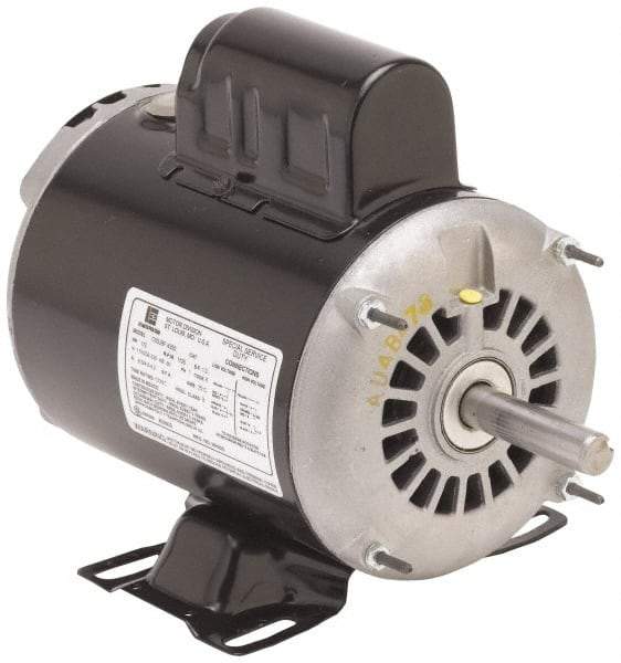 US Motors - 2 hp, ODP Enclosure, No Thermal Protection, 3,450 RPM, 115/230 Volt, 60 Hz, Single Phase Permanent Split Capacitor (PSC) Motor - Size 145T Frame, Rigid Mount, 1 Speed, Ball Bearings, 22.4/11.2 Full Load Amps, B Class Insulation, Reversible - Exact Industrial Supply