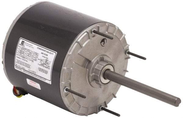 US Motors - 1/2 hp, OAO Enclosure, Auto Thermal Protection, 825 RPM, 208/230 Volt, 60 Hz, Single Phase Permanent Split Capacitor (PSC) Motor - Size 56Z Frame, Stud/Band Mount, 1 Speed, Ball Bearings, 3.6 Full Load Amps, B Class Insulation, Reversible - Exact Industrial Supply