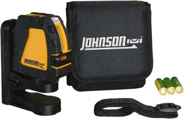 Johnson Level & Tool - 2 Beam 150' (Interior) Max Range Self Leveling Cross Line Laser - Red Beam, 1/8" at 35' Accuracy, 4-1/8" Long x 4-1/8" Wide x 1-15/16" High, Battery Included - Exact Industrial Supply