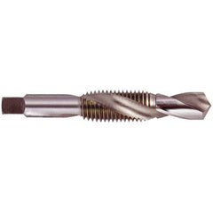 Regal Cutting Tools - 1/8-27 NPTF, 2-7/8" OAL, 0.332" Drill Diam x 3/4" Drill Length, Combination Drill & Tap - 4 Flutes, 3/4" Thread Length, High Speed Steel, Bright Finish - Exact Industrial Supply