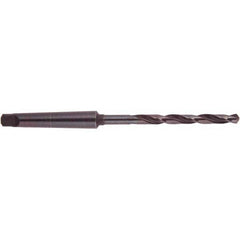 Taper Shank Drill Bit: 2″ Dia, 5MT, 118 °, High Speed Steel Oxide Finish, 17.375″ OAL, Spiral Flute