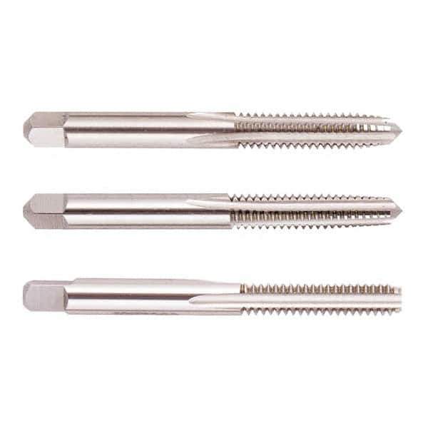 Regal Cutting Tools - #8-32 UNC, 4 Flute, Bottoming, Plug & Taper, Uncoated, Uncoated Finish, High Speed Steel Tap Set - 2-1/8" OAL, 3/4" Thread Length, 2B/3B Class of Fit - Exact Industrial Supply