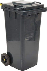 Vestil - 32 Gal Gray Square Trash Can - Polyethylene, None Graphic, 38" High x 21-13/16" Long x 18-3/4" Wide, Lid Included - Exact Industrial Supply