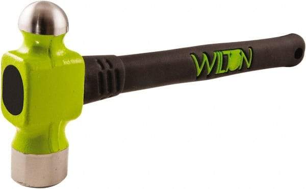 Wilton - 1-1/2 Lb Head Drop Forged Steel Ball Pein Hammer - Steel Handle with Grip, 14" OAL, Steel Rods Throughout for Added Strength - Exact Industrial Supply