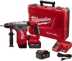 Milwaukee Tool - 18 Volt 1-1/8" SDS Plus Chuck Cordless Rotary Hammer - 0 to 5,000 BPM, 0 to 1,300 RPM, Reversible - Exact Industrial Supply