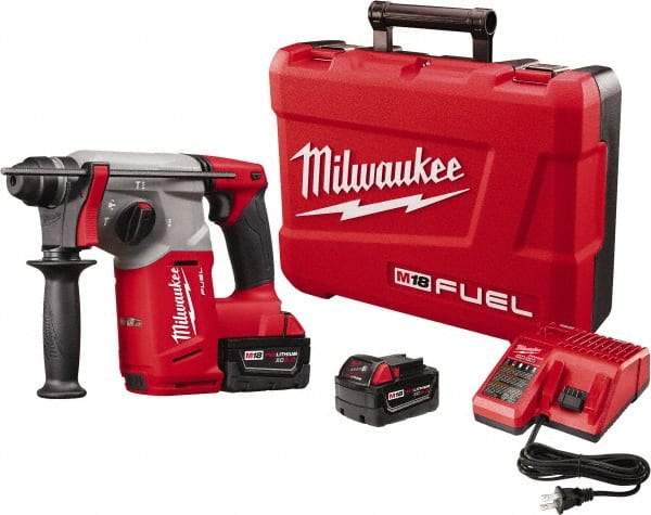 Milwaukee Tool - 18 Volt 1" SDS Plus Chuck Cordless Rotary Hammer - 0 to 4,900 BPM, 0 to 1,400 RPM, Reversible - Exact Industrial Supply