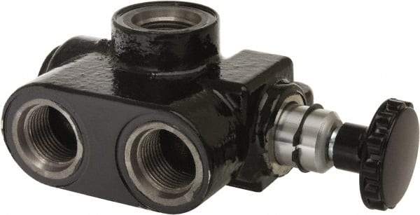 Parker - 60 GPM 1 Inlet Cast Iron Hydraulic Control Valve - 1-5/16 - 12 Thread, 3,000 psi, 4-1/2" Wide x 7.42" Long - Exact Industrial Supply