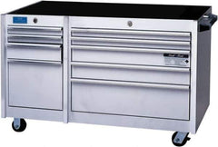 CDI - 9 Drawer Steel/Aluminum/Stainless Steel Tool Roller Cabinet - 45" Wide x 33" High x 24" Deep, Ball Bearing Drawer Slides - Exact Industrial Supply