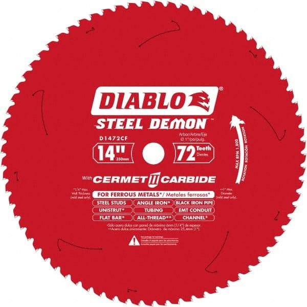 Freud - 14" Blade Diam, 90 Teeth, Carbide-Tipped Cold Saw Blade - 1" Arbor Hole Diam, 0.071" Blade Thickness - Exact Industrial Supply