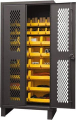 Durham - 30 Bin Storage Cabinet - Steel, 36" Wide x 24" Deep x 78" High, Yellow - Exact Industrial Supply