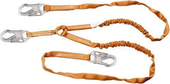 Miller - 6' Long, 310 Lb Capacity, 2 Leg Locking Snap Hook Harness Shock Absorbing Lanyard - 1-1/2" Diam, Polyester Webbing, Locking Snap Hook Anchorage Connection - Exact Industrial Supply