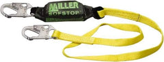 Miller - 6' Long, 310 Lb Capacity, 1 Leg Locking Snap Hook Harness Shock Absorbing Lanyard - 1-1/2" Diam, Polyester Webbing, Locking Snap Hook Anchorage Connection - Exact Industrial Supply