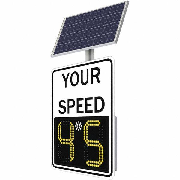 TrafficLogix - "Your Speed", 23" Wide x 29" High, Aluminum Speed Limit Signs - Black on White, High Intensity Reflectivity, Rectangle, Post Mount - Exact Industrial Supply
