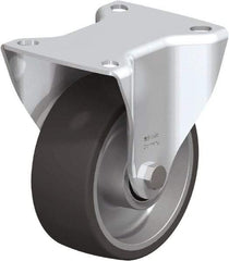 Blickle - 4" Diam x 1-37/64" Wide x 4-59/64" OAH Top Plate Mount Rigid Caster - Silicone Rubber, 220 Lb Capacity, Ball Bearing, 3-15/16 x 3-3/8" Plate - Exact Industrial Supply