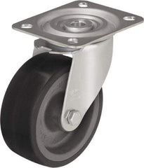 Blickle - 5" Diam x 1-37/64" Wide x 5-7/8" OAH Top Plate Mount Swivel Caster - Silicone Rubber, 264 Lb Capacity, Plain Bore Bearing, 3-15/16 x 3-3/8" Plate - Exact Industrial Supply