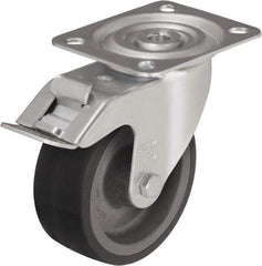 Blickle - 5" Diam x 1-37/64" Wide x 5-7/8" OAH Top Plate Mount Swivel Caster - Silicone Rubber, 264 Lb Capacity, Plain Bore Bearing, 3-15/16 x 3-3/8" Plate - Exact Industrial Supply