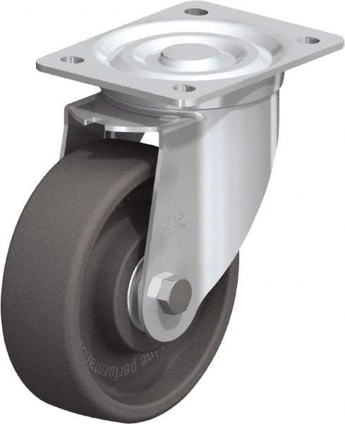 Blickle - 6" Diam x 2" Wide x 7-1/2" OAH Top Plate Mount Swivel Caster - Heat-Resistant Nylon, 770 Lb Capacity, Ball Bearing, 5-1/2 x 4-3/8" Plate - Exact Industrial Supply
