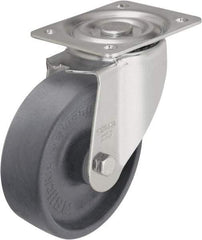 Blickle - 5" Diam x 1-9/16" Wide x 5-7/8" OAH Top Plate Mount Swivel Caster - Heat-Resistant Nylon, 330 Lb Capacity, Plain Bore Bearing, 3-15/16 x 3-3/8" Plate - Exact Industrial Supply