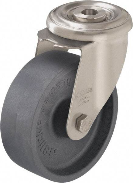Blickle - 4" Diam x 1-1/2" Wide x 4-59/64" OAH Hollow Kingpin Mount Swivel Caster - Heat-Resistant Nylon, 330 Lb Capacity, Plain Bore Bearing, Hollow Kingpin Stem - Exact Industrial Supply