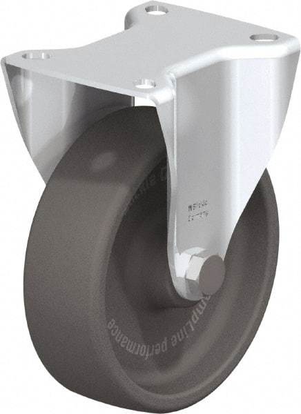Blickle - 5" Diam x 1-9/16" Wide x 5-7/8" OAH Top Plate Mount Rigid Caster - Heat-Resistant Nylon, 660 Lb Capacity, Plain Bore Bearing, 3-15/16 x 3-3/8" Plate - Exact Industrial Supply