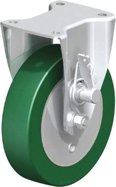 Blickle - 8" Diam x 2" Wide x 9-41/64" OAH Top Plate Mount Rigid Caster - Polyurethane-Elastomer Blickle Softhane, 1,760 Lb Capacity, Ball Bearing, 5-1/2 x 4-3/8" Plate - Exact Industrial Supply