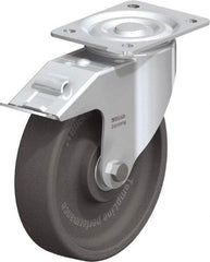 Blickle - 8" Diam x 2" Wide x 9-1/4" OAH Top Plate Mount Swivel Caster with Brake - Heat-Resistant Nylon, 770 Lb Capacity, Ball Bearing, 5-1/2 x 4-3/8" Plate - Exact Industrial Supply
