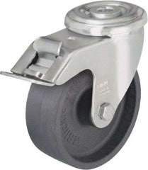 Blickle - 5" Diam x 1-3/16" Wide x 5-7/8" OAH Hollow Kingpin Mount Swivel Caster with Brake - Heat-Resistant Nylon, 330 Lb Capacity, Plain Bore Bearing, Hollow Kingpin Stem - Exact Industrial Supply