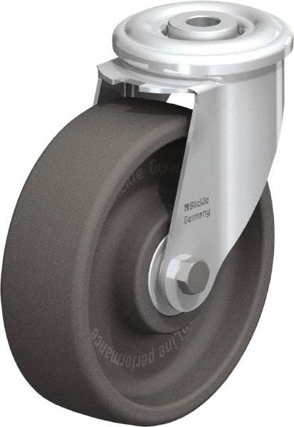 Blickle - 5" Diam x 1-3/16" Wide x 5-7/8" OAH Hollow Kingpin Mount Swivel Caster - Heat-Resistant Nylon, 330 Lb Capacity, Ball Bearing, Hollow Kingpin Stem - Exact Industrial Supply