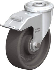 Blickle - 5" Diam x 1-3/16" Wide x 5-7/8" OAH Hollow Kingpin Mount Swivel Caster with Brake - Heat-Resistant Nylon, 330 Lb Capacity, Ball Bearing, Hollow Kingpin Stem - Exact Industrial Supply