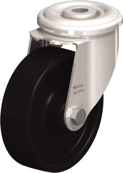 Blickle - 4" Diam x 1-3/16" Wide x 4-59/64" OAH Hollow Kingpin Mount Swivel Caster - Heat-Resistant Phenolic Resin, 275 Lb Capacity, Plain Bore Bearing, Hollow Kingpin Stem - Exact Industrial Supply