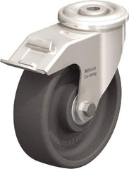 Blickle - 5" Diam x 1-9/16" Wide x 5-7/8" OAH Hollow Kingpin Mount Swivel Caster with Brake - Heat-Resistant Nylon, 330 Lb Capacity, Ball Bearing, Hollow Kingpin Stem - Exact Industrial Supply