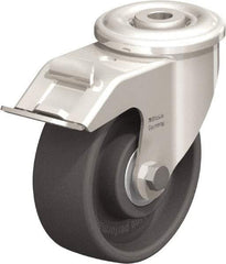 Blickle - 4" Diam x 1-1/2" Wide x 4-59/64" OAH Hollow Kingpin Mount Swivel Caster with Brake - Heat-Resistant Nylon, 330 Lb Capacity, Ball Bearing, Hollow Kingpin Stem - Exact Industrial Supply