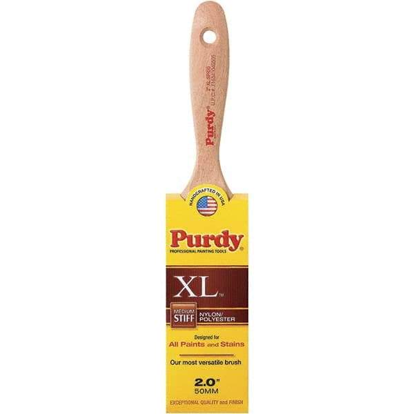 Purdy - 2" Flat Synthetic Trim Brush - 2-11/16" Bristle Length, 2-11/16" Wood Beavertail Handle - Exact Industrial Supply