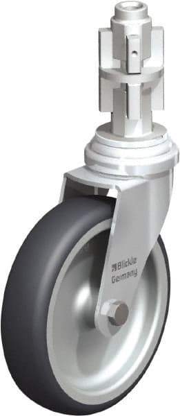 Blickle - 4" Diam x 63/64" Wide x 4-7/8" OAH Metal Expander Mount Swivel Caster - Rubber Elastomer (TPE), 154 Lb Capacity, Plain Bore Bearing, Metal Expander Stem - Exact Industrial Supply