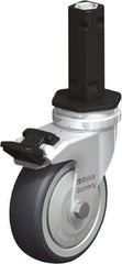 Blickle - 3" Diam x 63/64" Wide x 4" OAH Stem Mount Swivel Caster with Brake - Rubber Elastomer (TPE), 165 Lb Capacity, Ball Bearing, Square Stem - Exact Industrial Supply