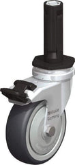 Blickle - 3" Diam x 63/64" Wide x 4" OAH Stem Mount Swivel Caster with Brake - Rubber Elastomer (TPE), 165 Lb Capacity, Ball Bearing, Round Stem - Exact Industrial Supply
