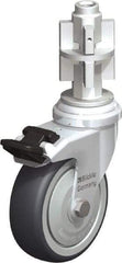 Blickle - 3" Diam x 63/64" Wide x 4" OAH Metal Expander Mount Swivel Caster with Brake - Rubber Elastomer (TPE), 165 Lb Capacity, Ball Bearing, Metal Expander Stem - Exact Industrial Supply