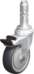 Blickle - 3" Diam x 63/64" Wide x 4" OAH Metal Expander Mount Swivel Caster with Brake - Rubber Elastomer (TPE), 165 Lb Capacity, Ball Bearing, Metal Expander Stem - Exact Industrial Supply