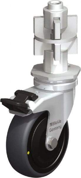 Blickle - 3" Diam x 63/64" Wide x 4" OAH Metal Expander Mount Swivel Caster with Brake - Rubber Elastomer (TPE), 110 Lb Capacity, Ball Bearing, Metal Expander Stem - Exact Industrial Supply
