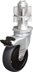 Blickle - 3" Diam x 63/64" Wide x 4" OAH Metal Expander Mount Swivel Caster with Brake - Rubber Elastomer (TPE), 110 Lb Capacity, Ball Bearing, Metal Expander Stem - Exact Industrial Supply
