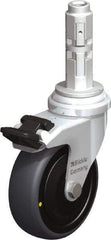 Blickle - 3" Diam x 63/64" Wide x 4" OAH Metal Expander Mount Swivel Caster with Brake - Rubber Elastomer (TPE), 110 Lb Capacity, Ball Bearing, Metal Expander Stem - Exact Industrial Supply