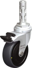 Blickle - 3" Diam x 63/64" Wide x 4" OAH Metal Expander Mount Swivel Caster with Brake - Rubber Elastomer (TPE), 110 Lb Capacity, Ball Bearing, Metal Expander Stem - Exact Industrial Supply