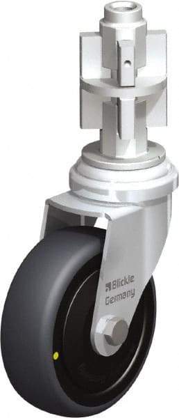 Blickle - 3" Diam x 63/64" Wide x 4" OAH Metal Expander Mount Swivel Caster - Rubber Elastomer (TPE), 110 Lb Capacity, Ball Bearing, Metal Expander Stem - Exact Industrial Supply