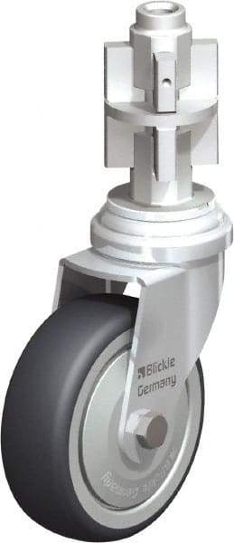 Blickle - 3" Diam x 63/64" Wide x 4" OAH Metal Expander Mount Swivel Caster - Rubber Elastomer (TPE), 165 Lb Capacity, Ball Bearing, Metal Expander Stem - Exact Industrial Supply