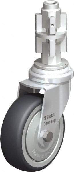 Blickle - 3" Diam x 63/64" Wide x 4" OAH Metal Expander Mount Swivel Caster - Rubber Elastomer (TPE), 165 Lb Capacity, Ball Bearing, Metal Expander Stem - Exact Industrial Supply
